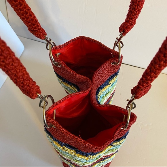 Cato Multi Color Crochet Style Shoulder Bag Purse - Picture 5 of 9